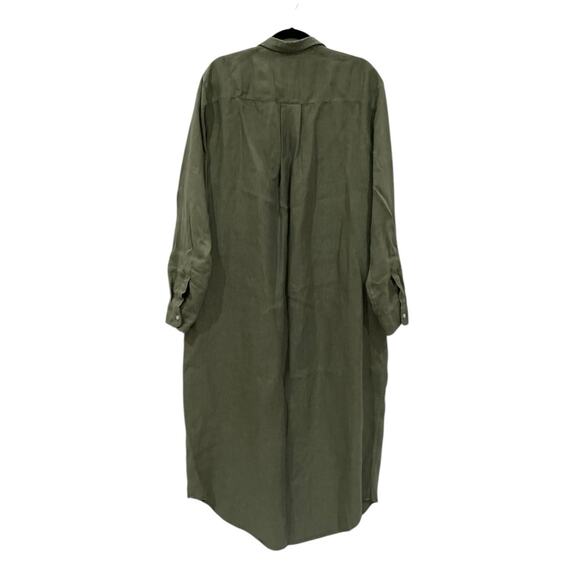 Frank & Eileen Rory Shirtdress Maxi Dress In Olive Size XL Washed Linen Made USA - Picture 8 of 16